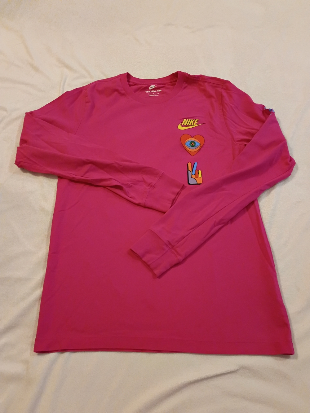 Nike Sportswear Long Sleeve Graphic Tee Men's Size Small Active Pink/Fushia